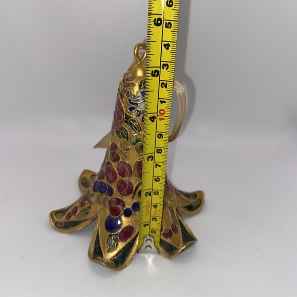 Vintage Metal Cloisonne Enamel Bell Christmas Ornament Russian - Picture 6 of 7